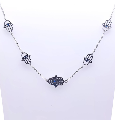 [2091213251004] SAL1389 Collar Plata Rodio  Mano Fatima