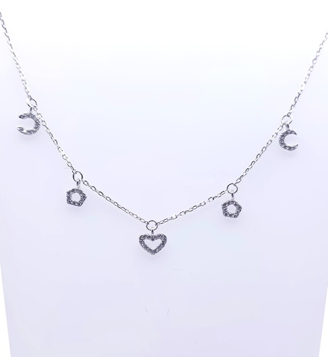 [2091213261003] SAL0569 Collar Plata luna Corazon
