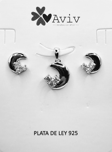 [2091213381008] SA3909 Set Conjunto Plata Luna