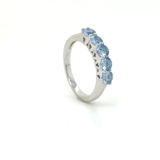 SL39184J1 Anillo Plata Cintillo Aguamarina