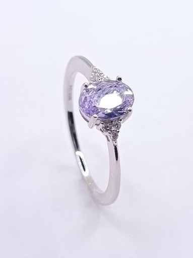 R-24699 LA Anillo plata Rodio Lavanda